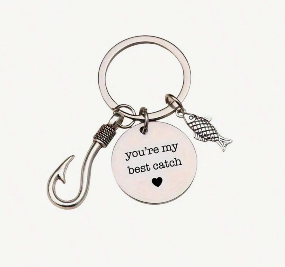 3/$25 You're My Best Catch Fish Fishing Hook Stainless Steel Keychain NEW